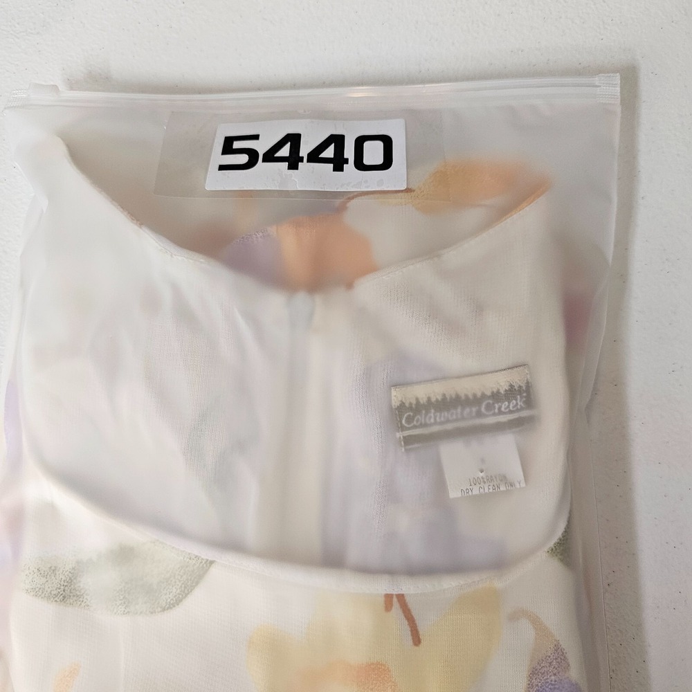Vintage Coldwater Creek Floral Maxi Dress Size Medium Cream 90s Short Sleeve EUC - Picture 11 of 11